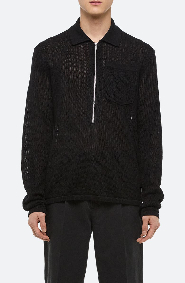 Helmut Lang Half Zip Linen Sweater, Main, color, Black - 001