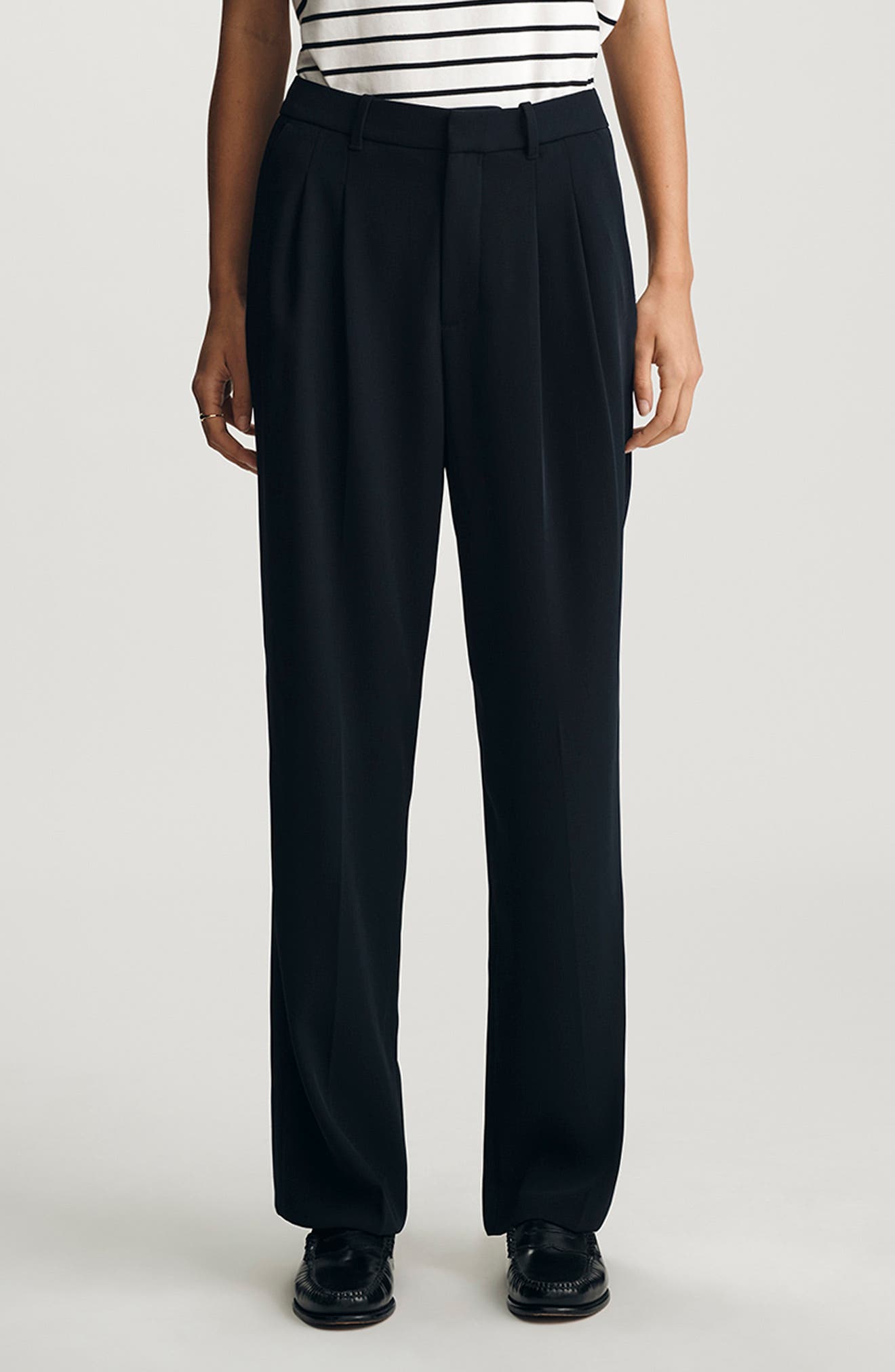 Pleated Straight Leg Pants