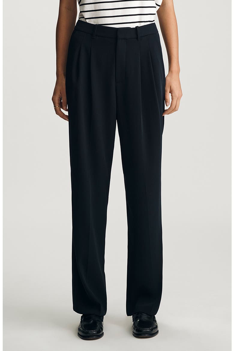 Pleated Straight Leg Pants, Main, color, DARK NAVY