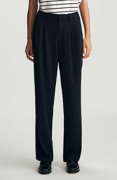 Pleated Straight Leg Pants