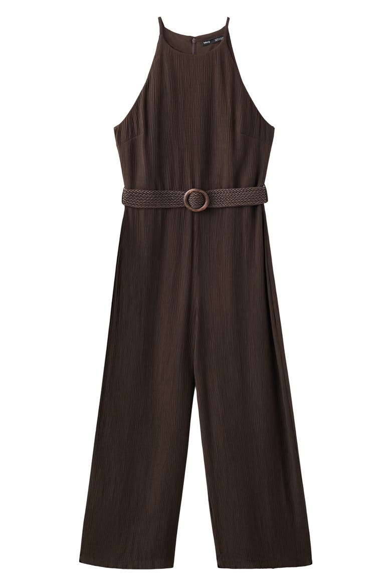 Belted Sleeveless Crop Jumpsuit, Alternate, color, CHOCOLATE
