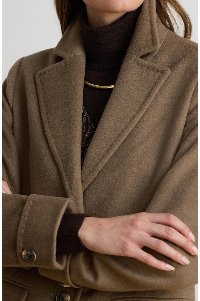 Longline Wool Blend Reefer Coat, Alternate, color, TRUFFLE