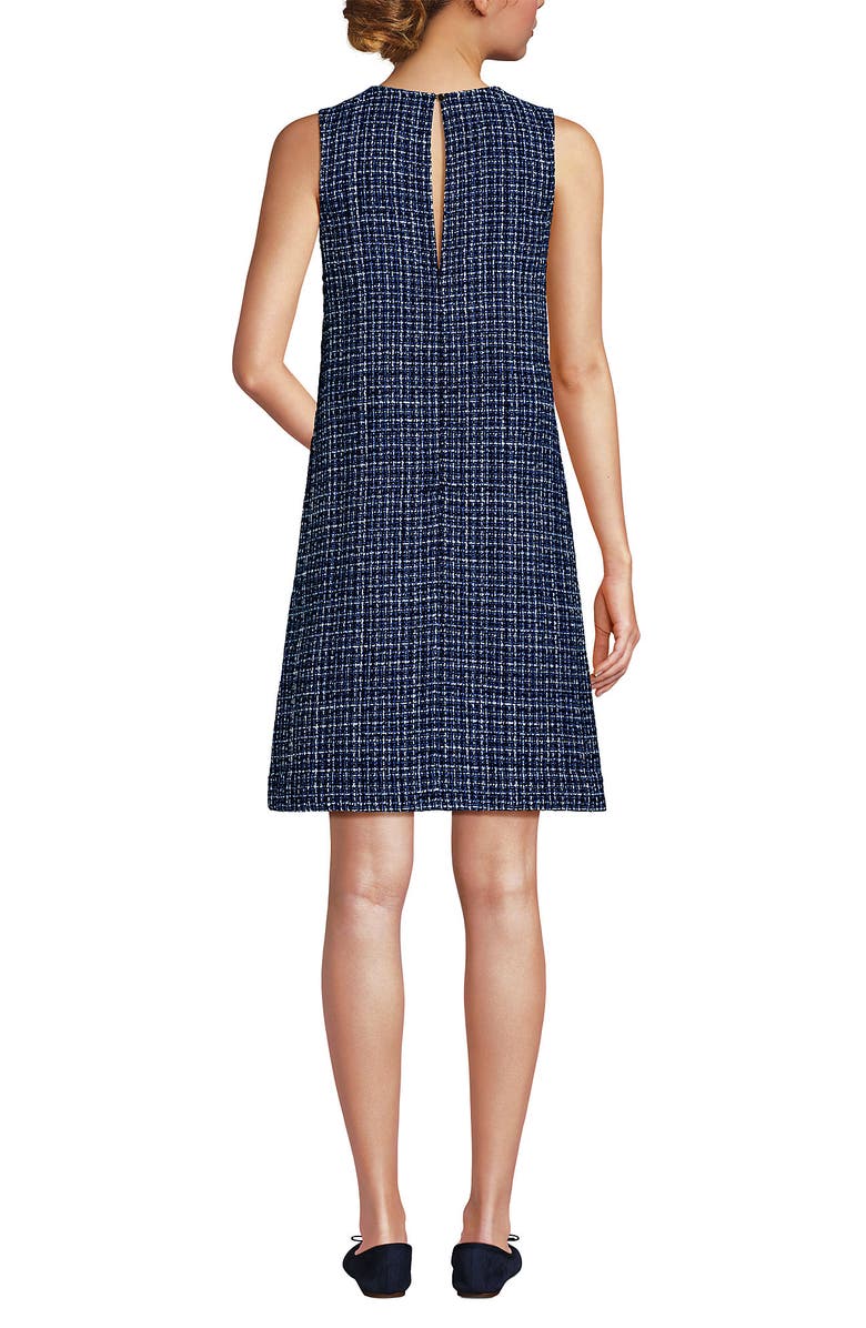 Lands' End Washable Tweed Sleeveless Above the Knee Dress, Alternate, color, Navy/Blue/Ivory Tweed