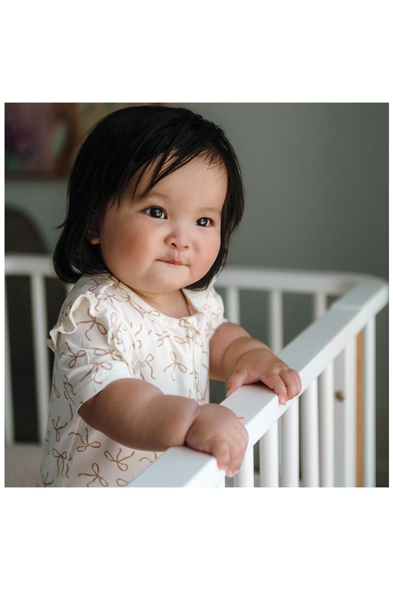 Day or Night Frill Short Sleeve Romper, Alternate, color, IVORY BOW