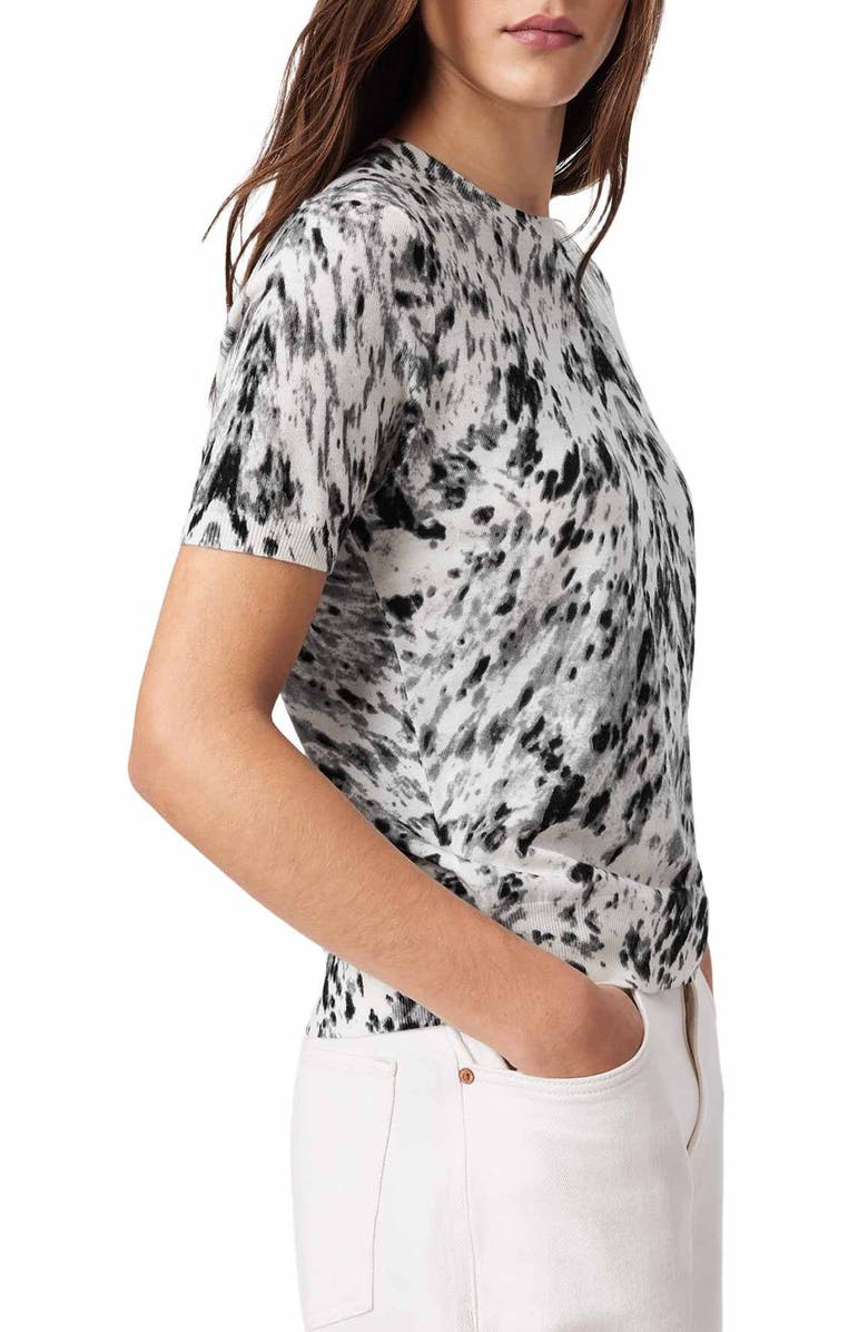 AllSaints Anouk Snakeskin Pattern Wool Knit Shirt, Alternate, color, Canter Ecru White