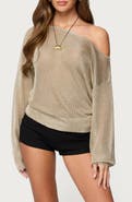 EDIKTED Charlo Off the Shoulder Metallic Knit Top