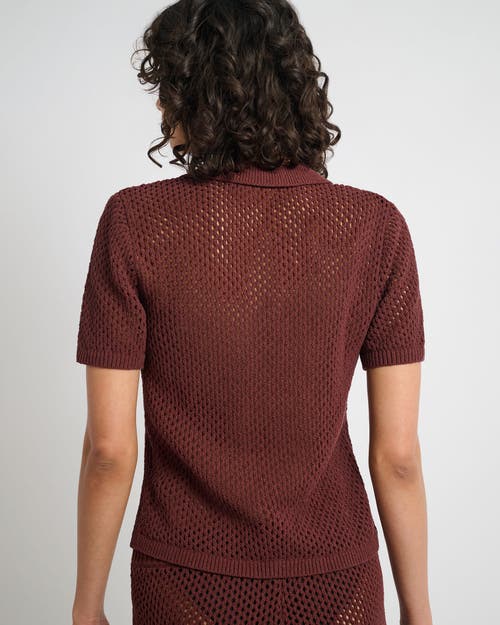 Onia Crochet Knit Button Up Shirt In Rum