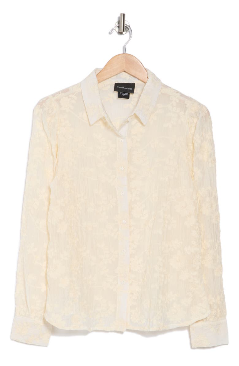 Forgotten Grace Floral Embroidered Button-Up Shirt, Alternate, color, 