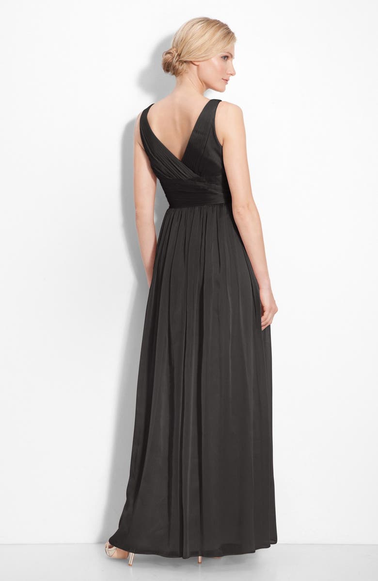 Monique Lhuillier Bridesmaids Sleeveless Ruched Chiffon Dress, Alternate, color, 