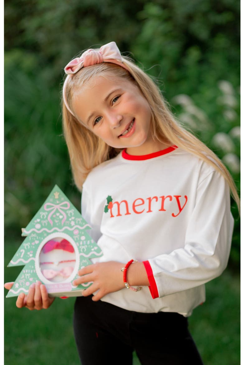 Christmas Tree Bows & Bracelet Gift Set, Alternate, color, Red