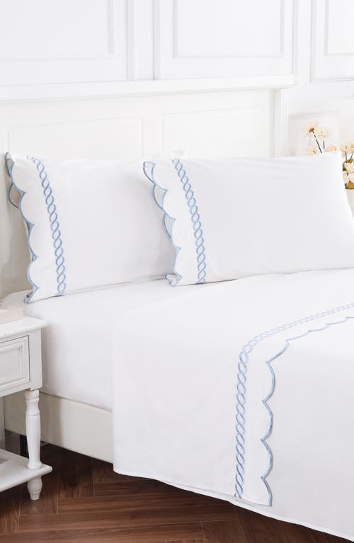 Melange Home Scallop Rope 600 Thread Count Sheet Set In Blue