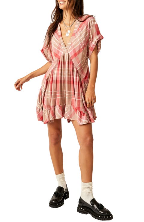 Agnes Plaid Asymmetric Hem Minidress
