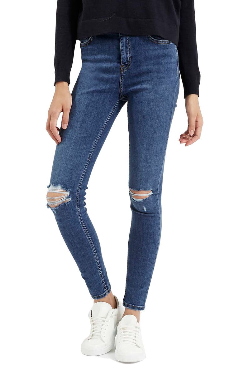 Jamie Ripped High Waist Ankle Skinny Jeans, Main, color, MID DENIM