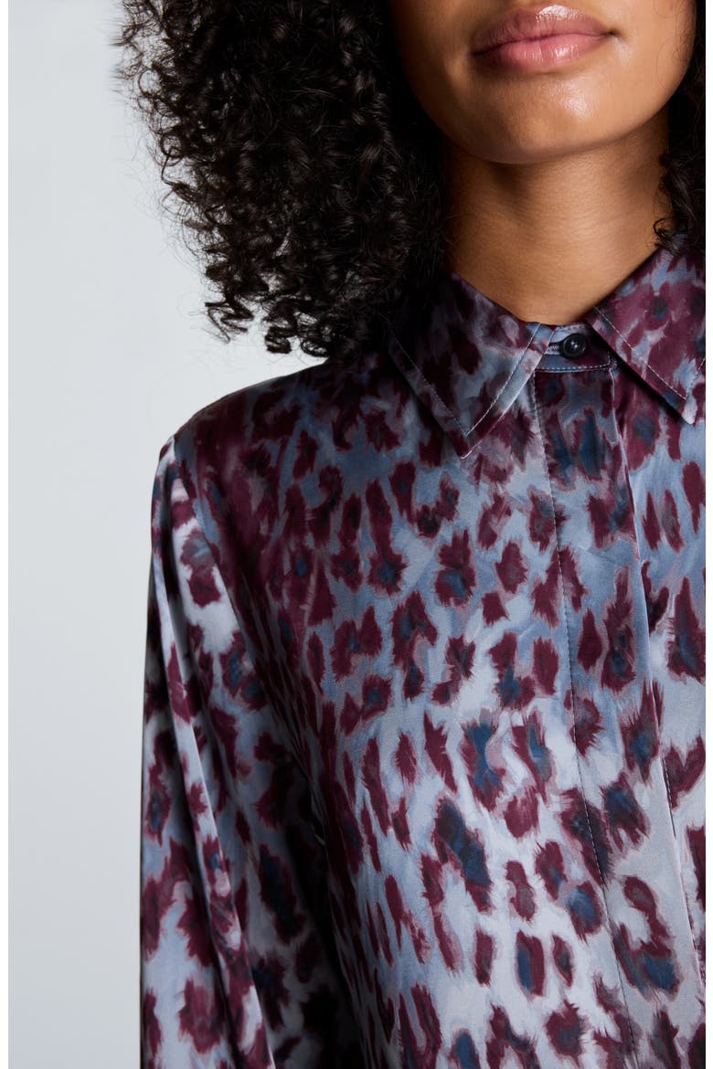 Long Sleeve Satin Shirt, Alternate, color, SLATE BLUE MULTI