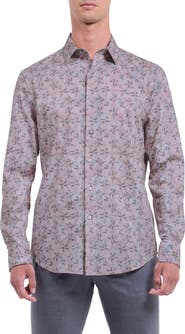 Bugatchi Julian Shaped Fit Leaf Print Button-Up Shirt
