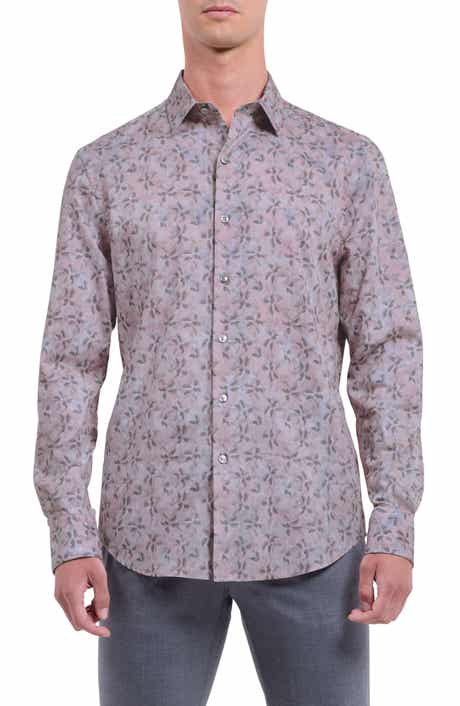 Bugatchi Julian Shaped Fit Leaf Print Button-Up Shirt