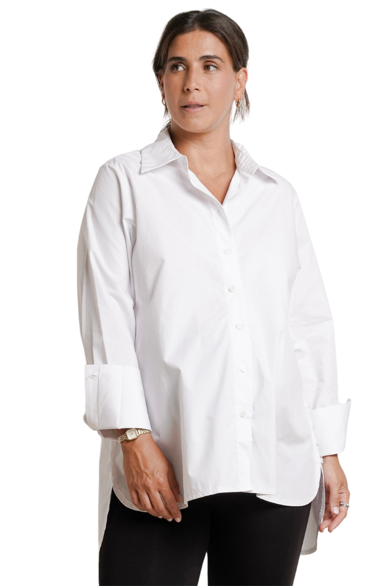 The Weekday Maternity & Nursing Shirt, Main, color, Poplin White