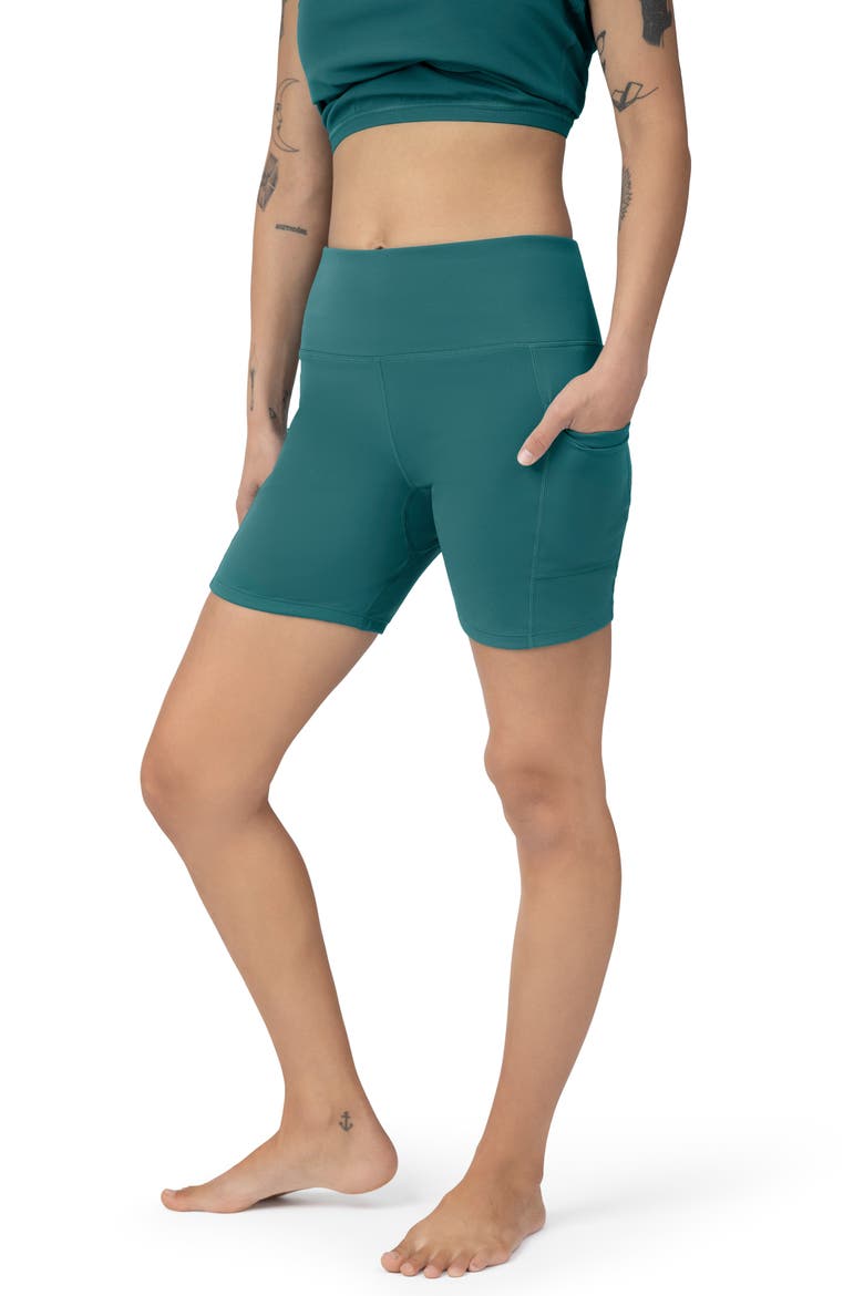 Stevie Active Postpartum Bike Short, Main, color, Teal