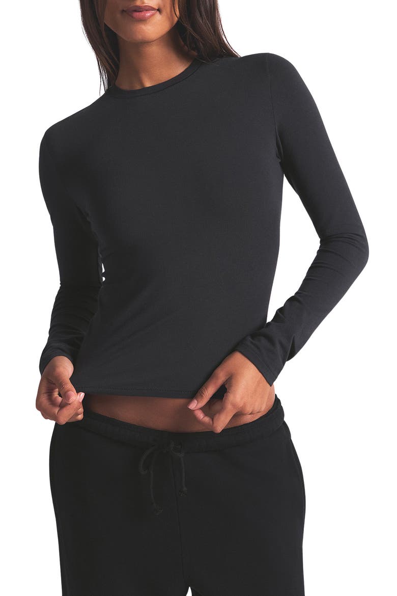 Stretch Cotton Jersey Long Sleeve T-Shirt, Main, color, SOOT
