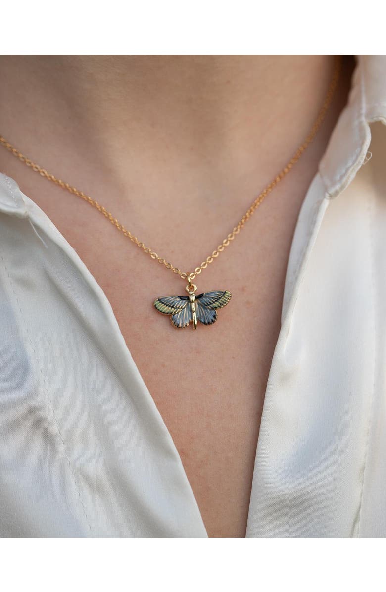 Fable England Deco Butterfly Blue Necklace, Alternate, color, Multi & Gold