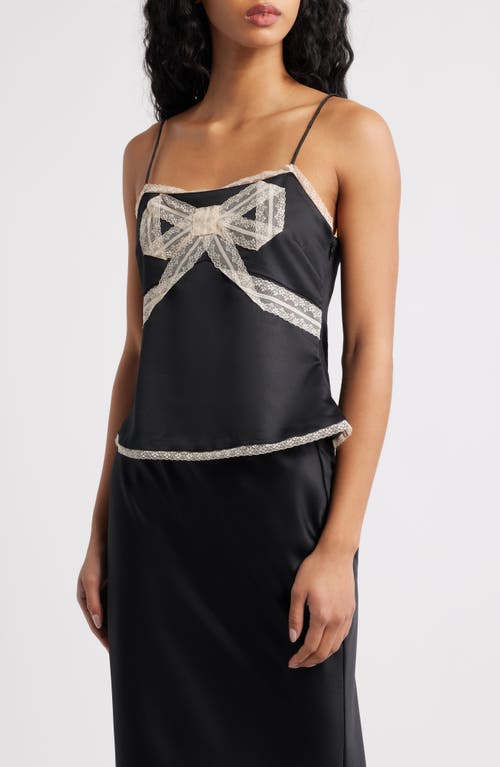 Loveshackfancy Arise Lace Bow Camisole In Black