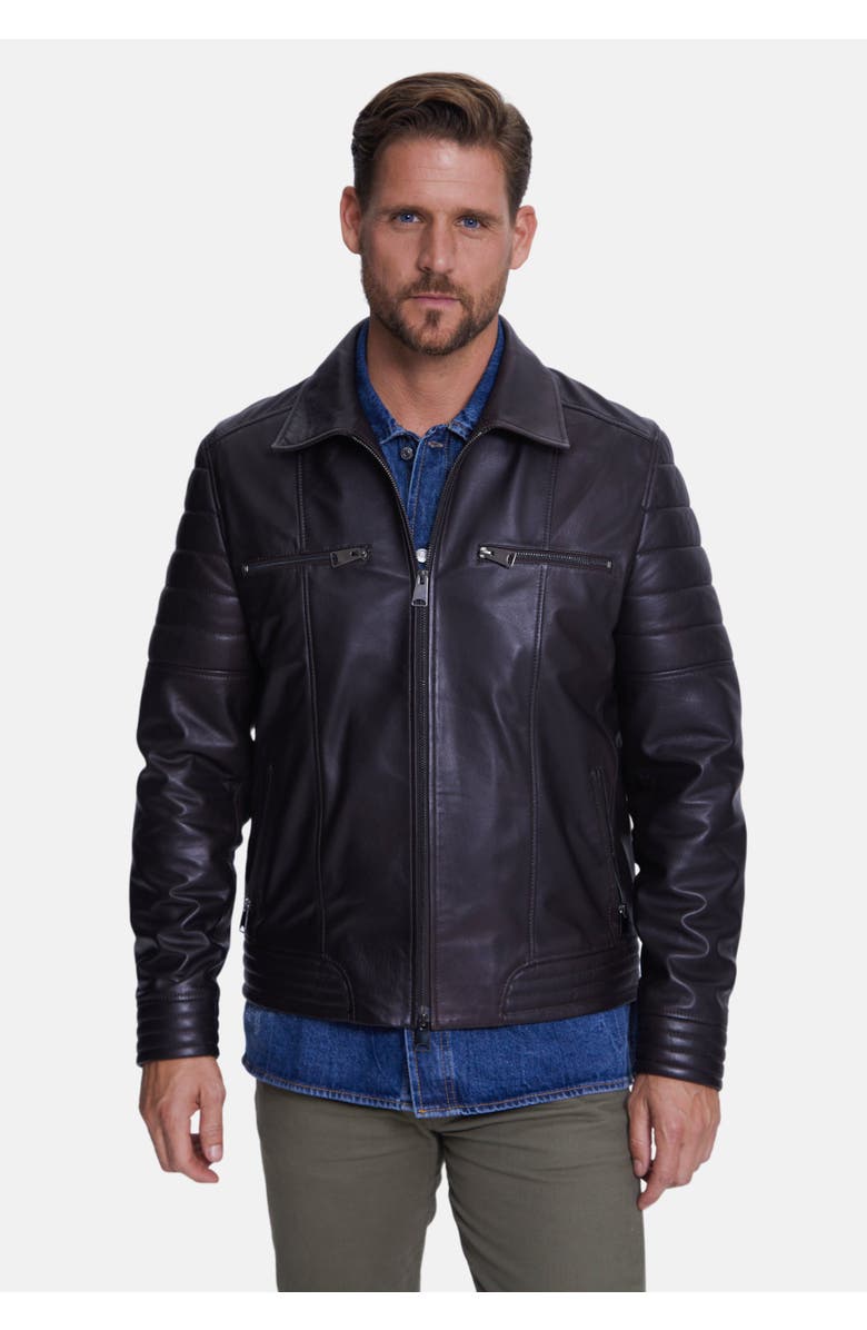 Furniq UK Sebastian Leather Jacket, Alternate, color, Brown