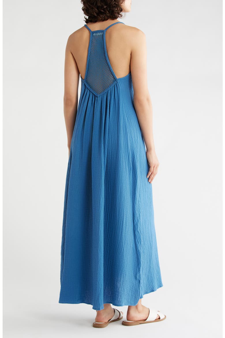Mesh Racerback Cotton Gauze Midi Dress, Alternate, color, OCEAN