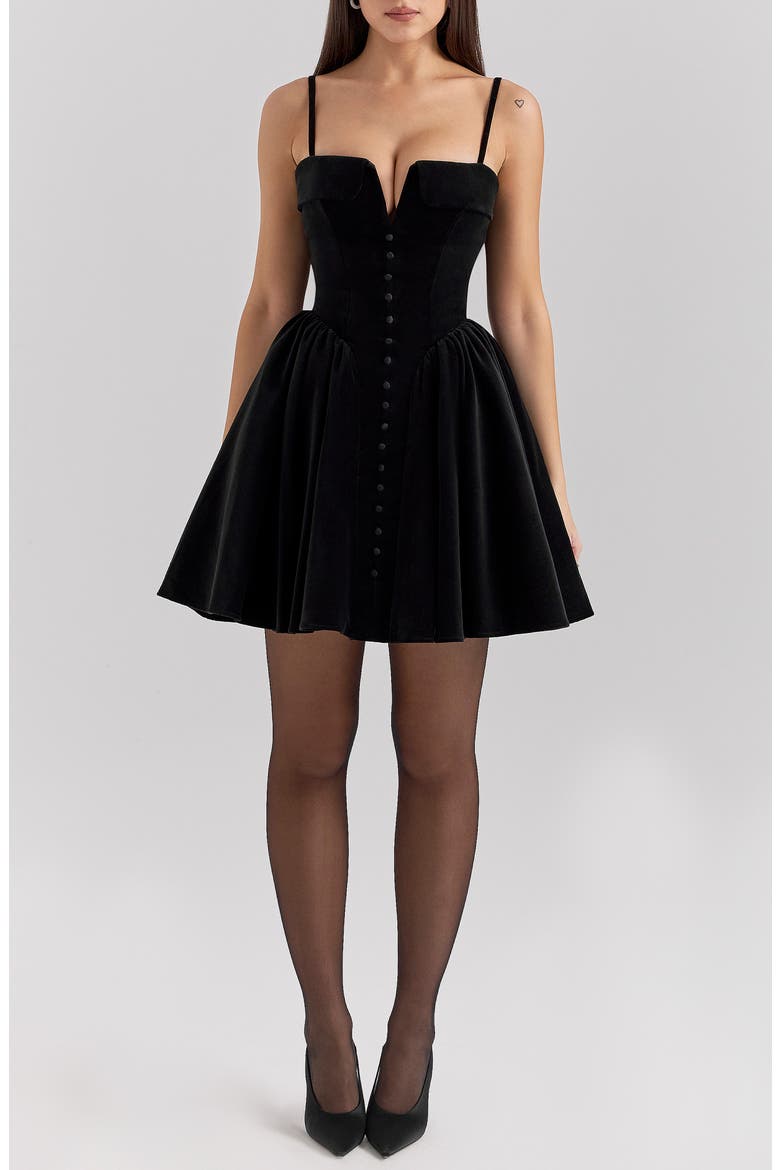 black velvet corset mini dress Clothing : Mini Dresses : 'Syana' Black Velvet Corset Mini Dress