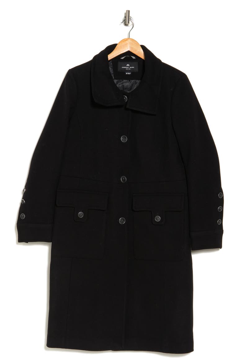 Almedia Wool Blend Twill Coat, Alternate, color, BLACK