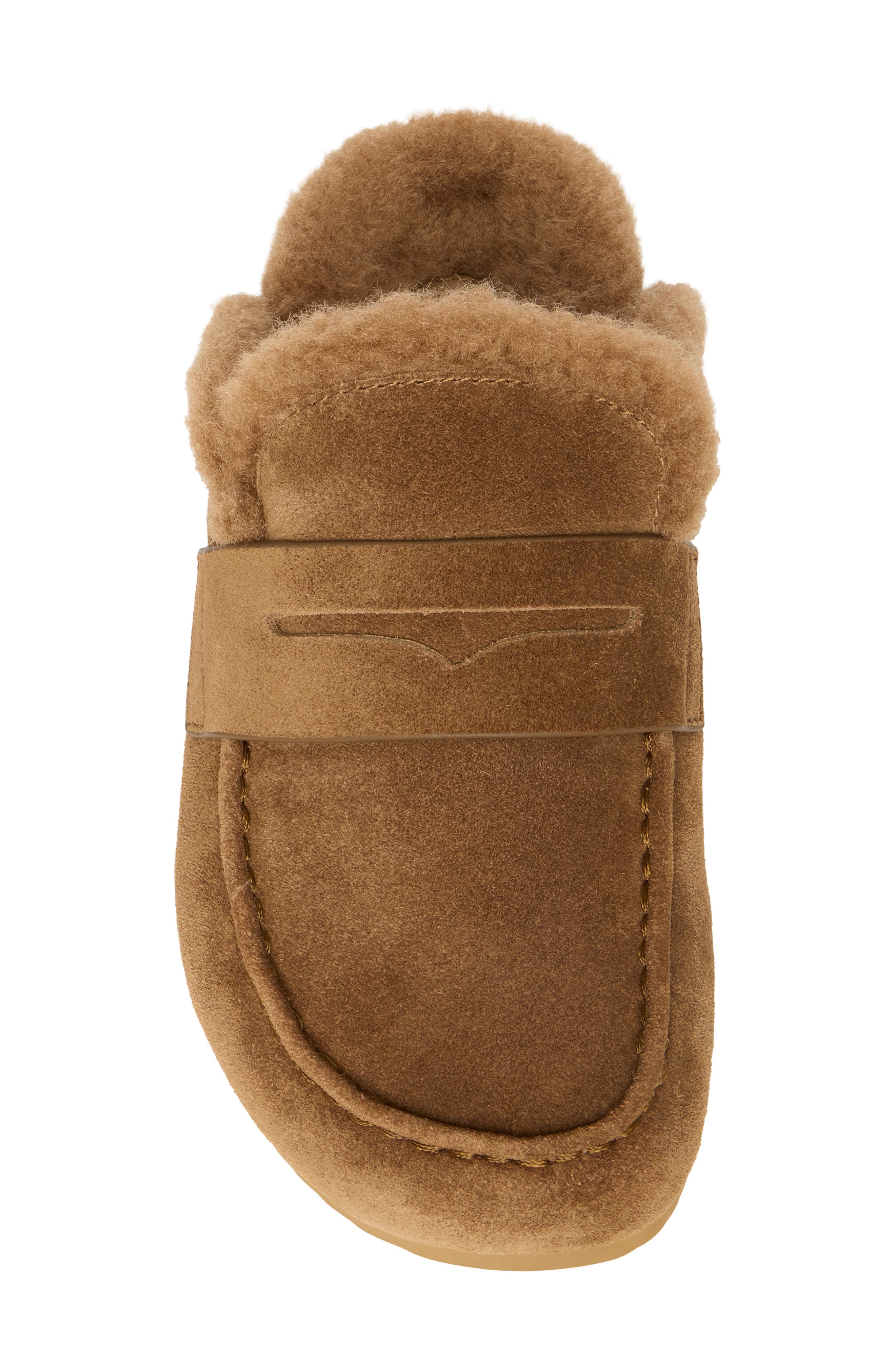 Wynn Faux Fur Lined Leather Loafer Mule, Alternate, color, CHESTNUT
