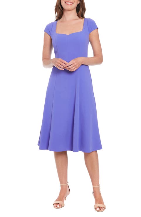 Sweetheart Neck Cap Sleeve Fit & Flare Dress