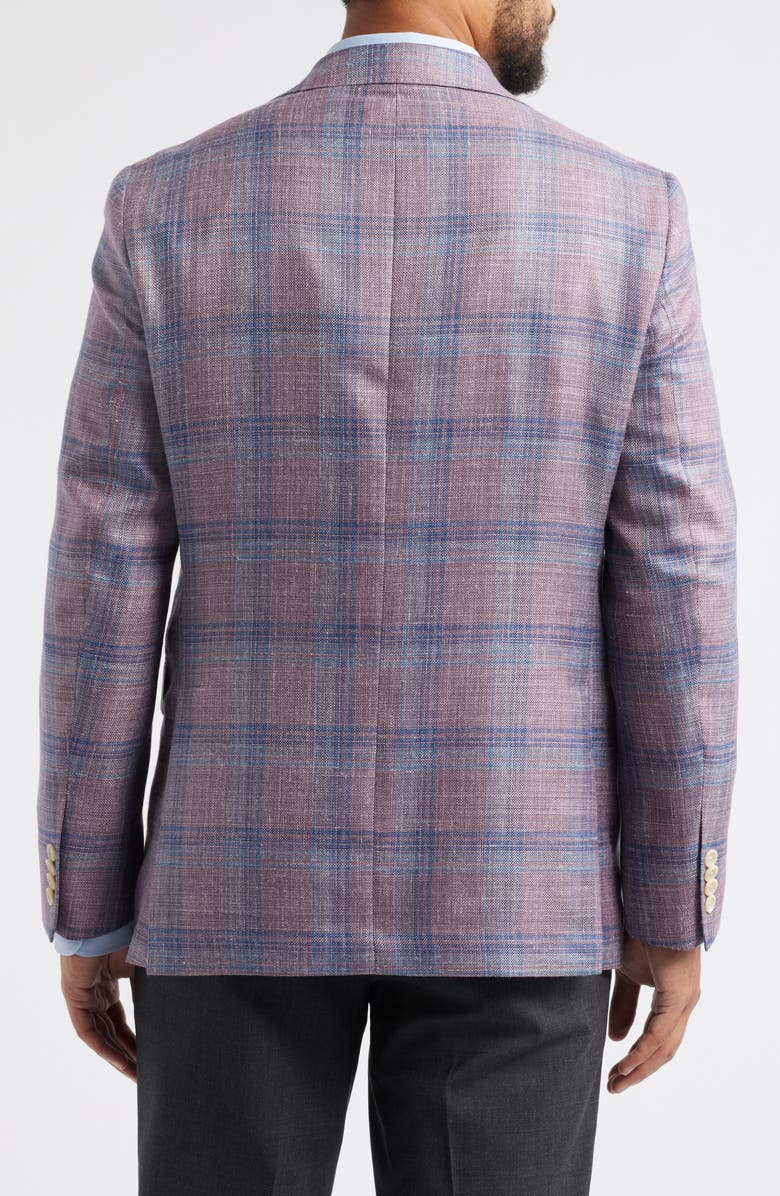 Jack Victor Midland Deco Plaid Wool & Silk Blend Sport Coat, Alternate, color, Berry