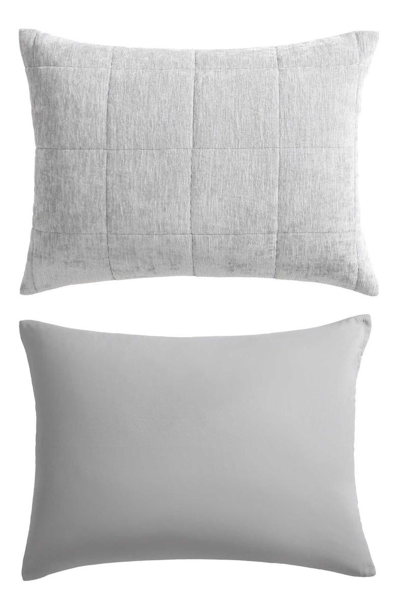 Vera Wang Solid Box Stitched Chenille Quilt & Shams Set, Main, color, Grey