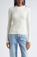 Balmain Button Detail Ribbed Cashmere Sweater