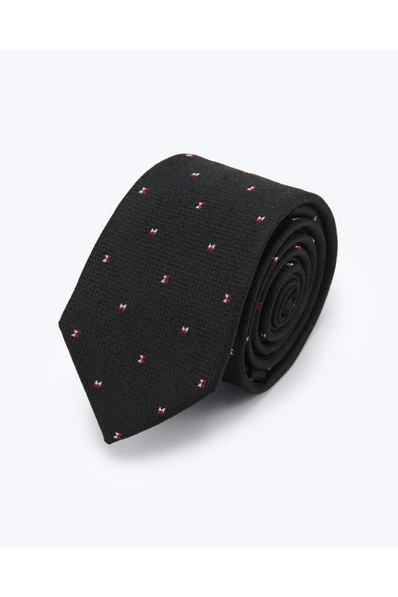 Twin Bows Silk Jacquard Tie, Main, color, Black
