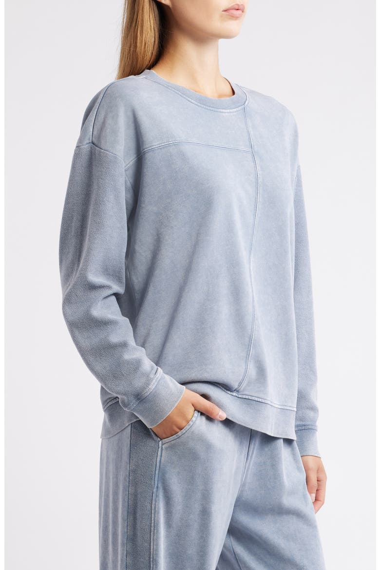 Reverse French Terry Spliced Sweatshirt, Alternate, color, CHAMBRAY BLUE