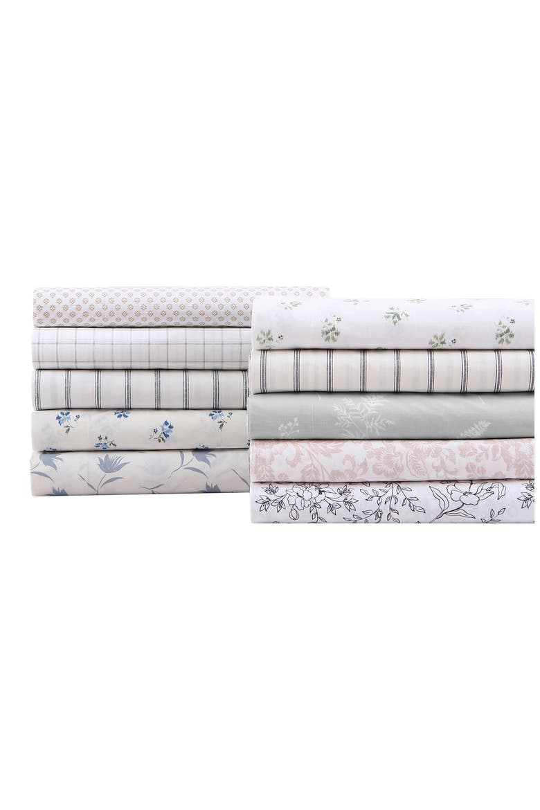 Foliage 200 Thread Count Cotton Percale Sheet Set, Alternate, color, LT-PASTEL BROWN