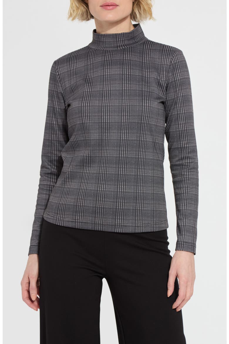 Lena Ponte Mock Neck Top, Main, color, OPPOSITE CHECK