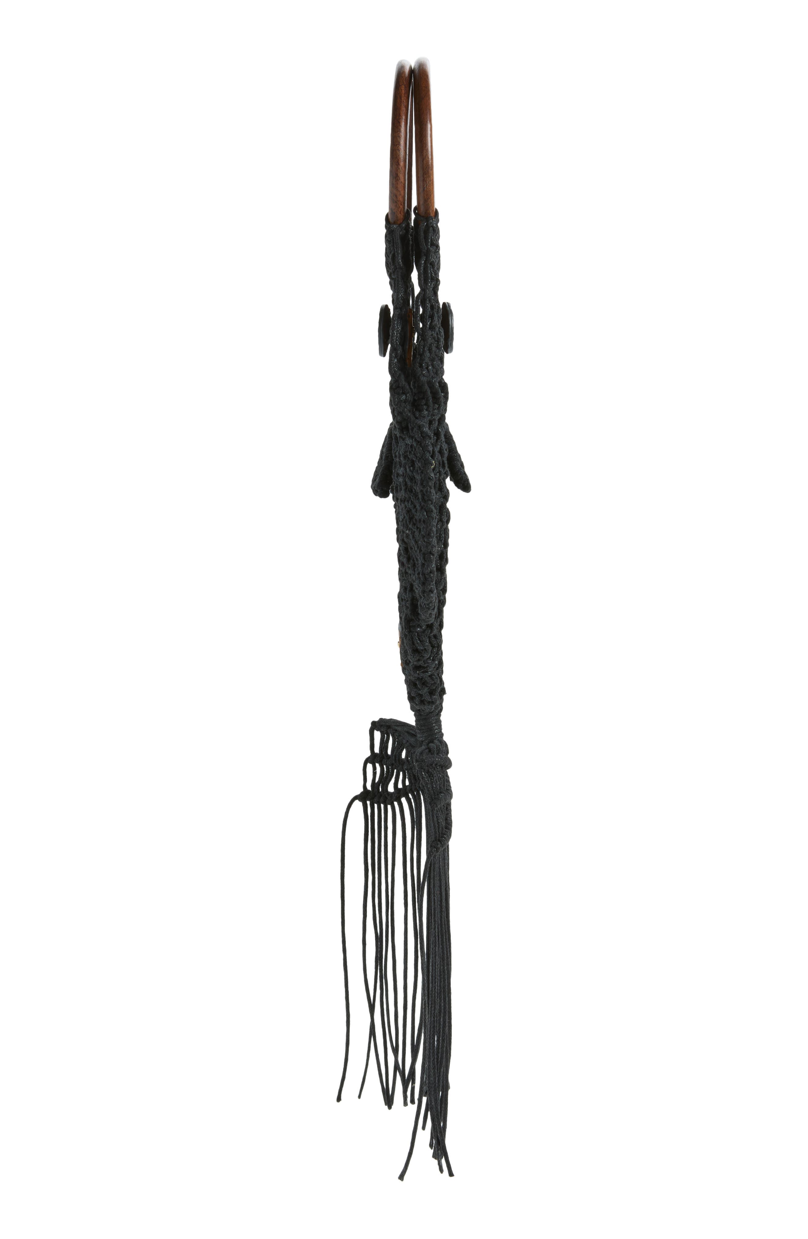 Macramé Fish Clutch, Alternate, color, BLACK