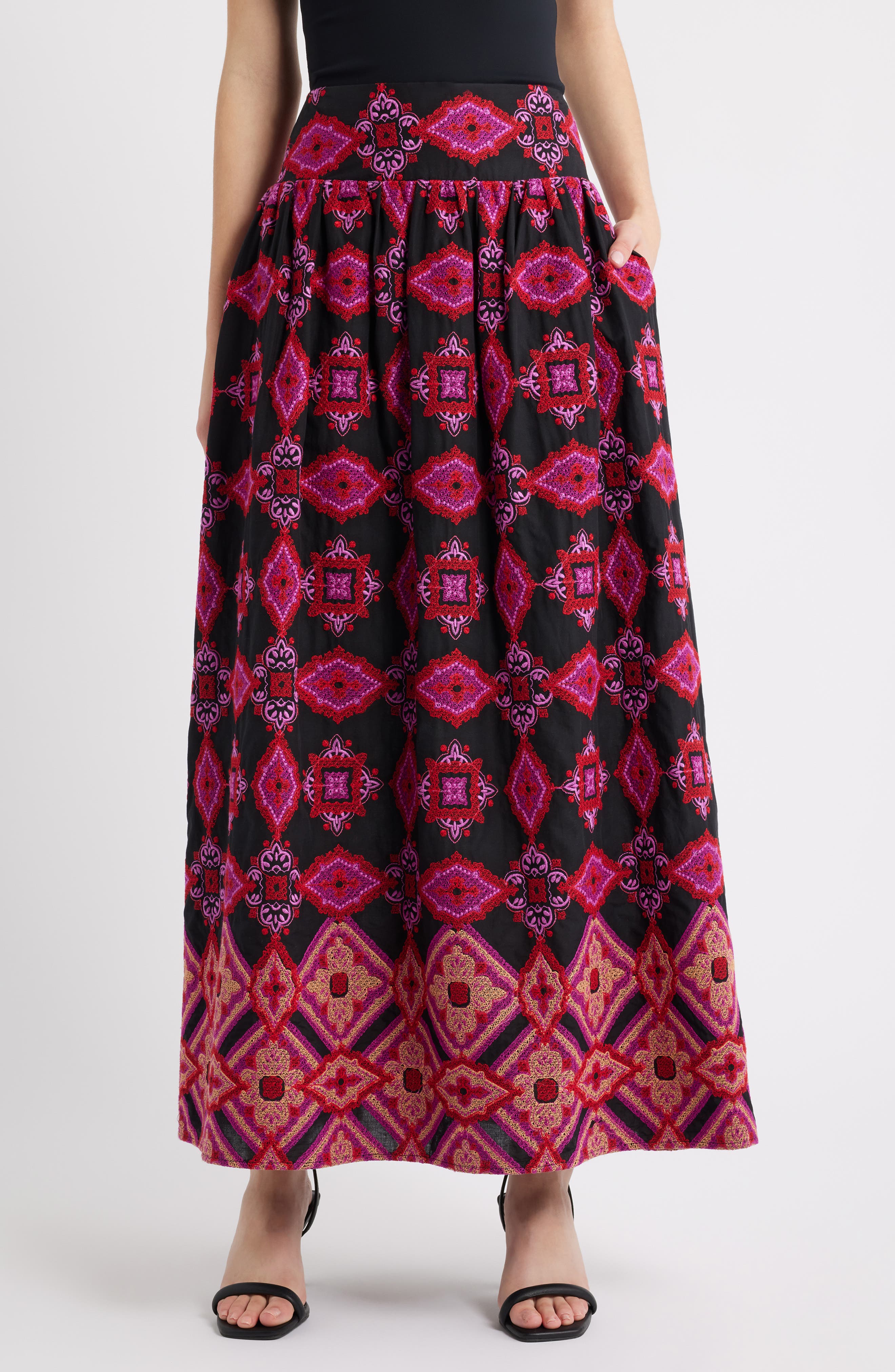 CIEBON Deana Embroidered Cotton Skirt