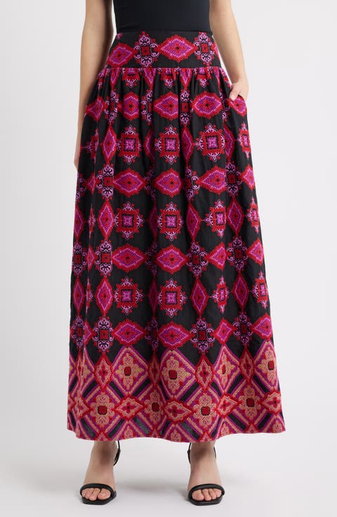 Deana Embroidered Cotton Skirt