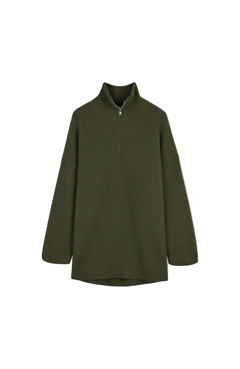 GOBI Mongolian Cashmere Cashmere Quarter-Zip Sweater, Main, color, Avocado