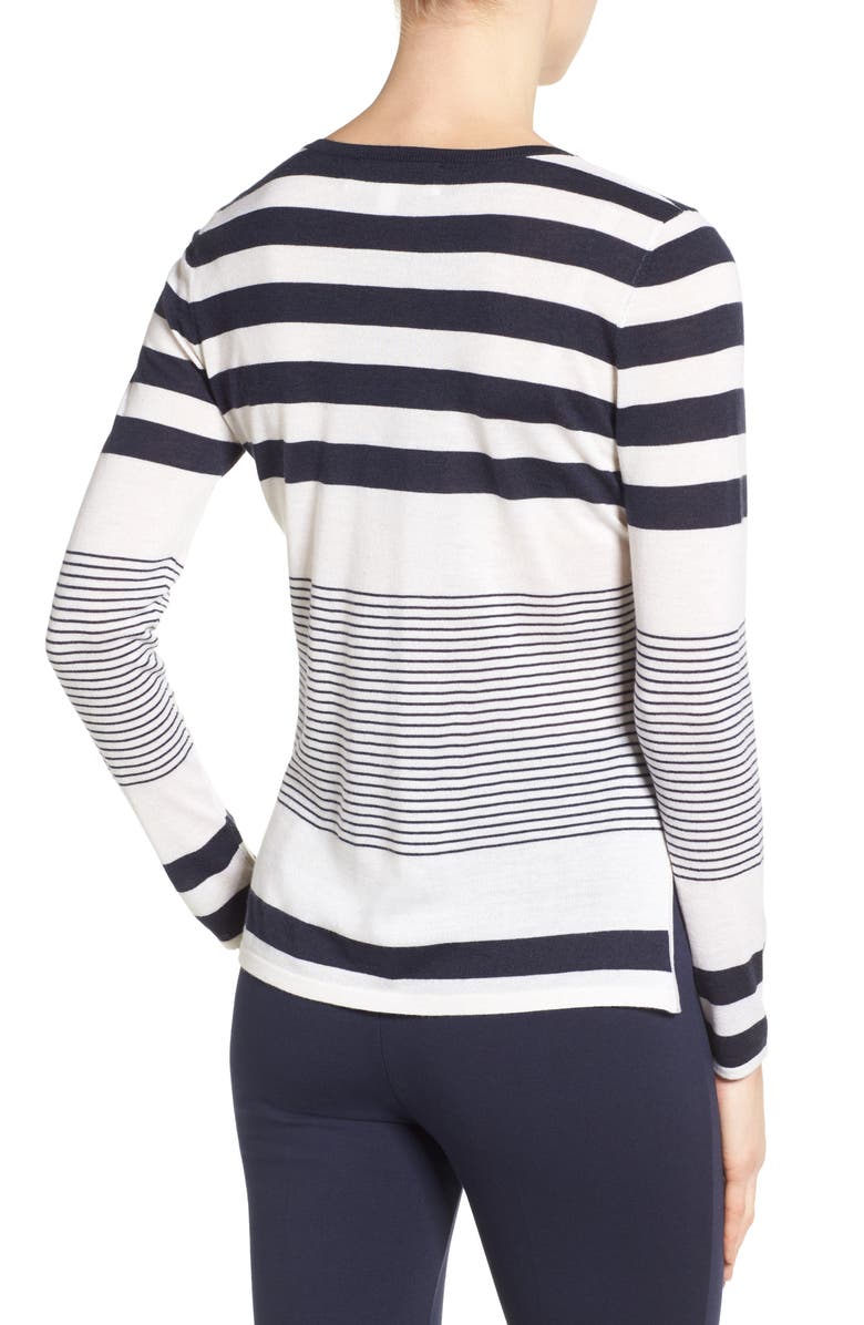 Nordstrom Collection Engineered Stripe Cashmere Pullover, Alternate, color, 