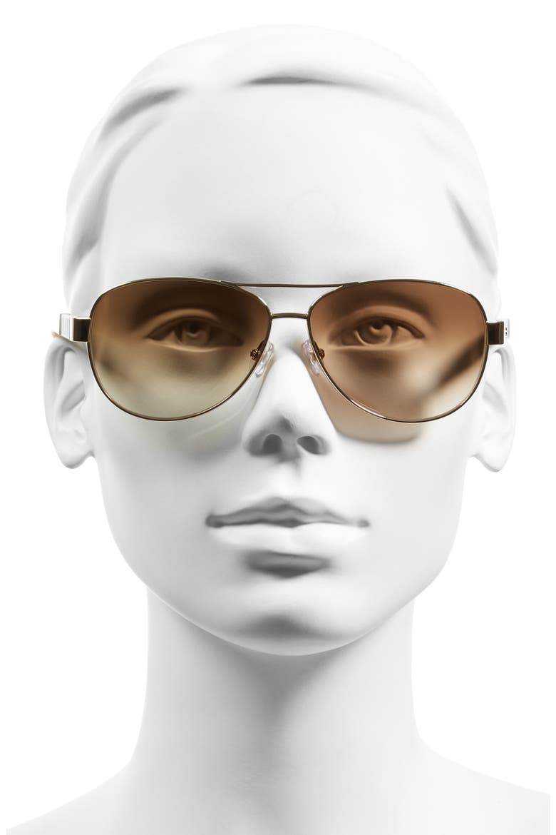 'dalia' 58mm aviator sunglasses, Alternate, color, GOLD/ BROWN SF