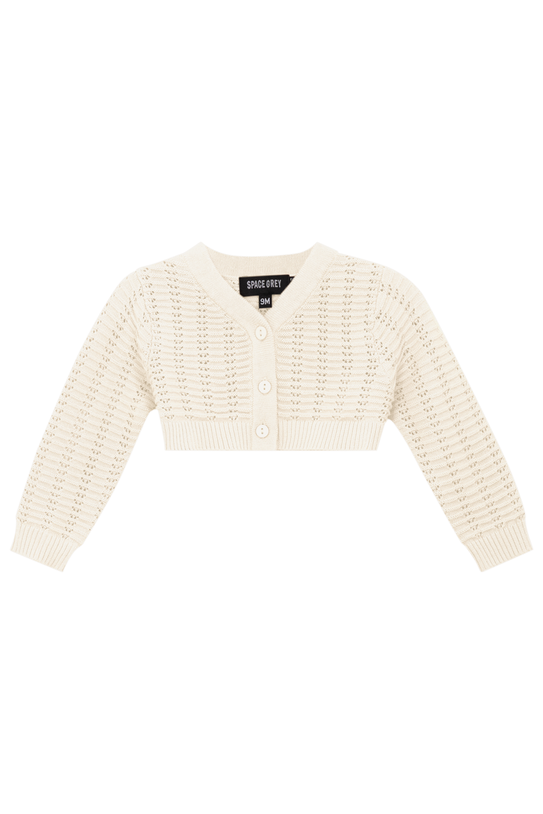 Pointelle Knit Cropped Cardigan, Main, color, Off White