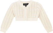 Space Grey Pointelle Knit Cropped Cardigan