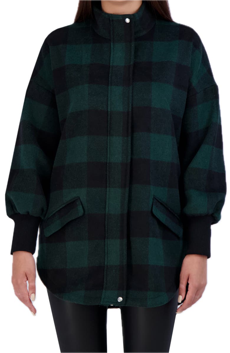 Ookie & Lala Plaid Brushed Shirt Jacket, Main, color, Green Plaid