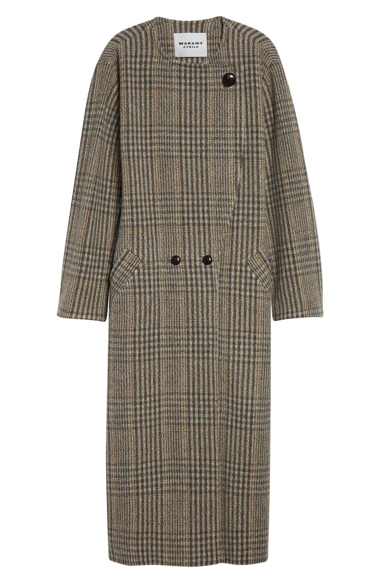 Isabel Marant Étoile Renee Plaid Virgin Wool Coat, Main, color, Beige