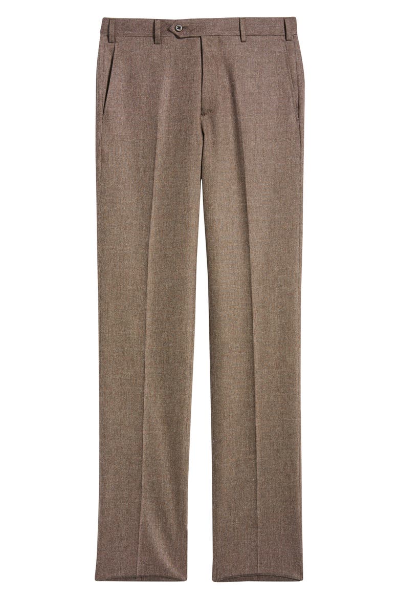 Devon Flat Front Stretch Wool & Cashmere Dress Pants, Alternate, color, BROWN