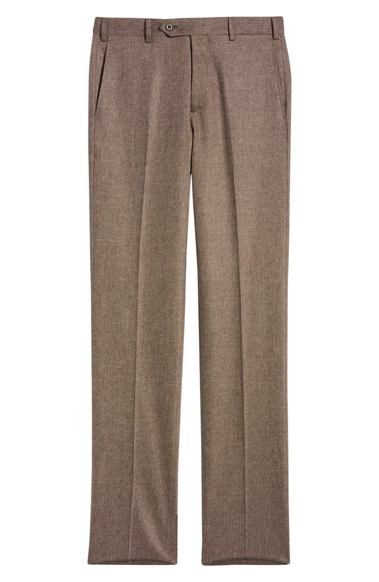 Zanella Devon Flat Front Stretch Wool & Cashmere Dress Pants, Alternate, color, Brown
